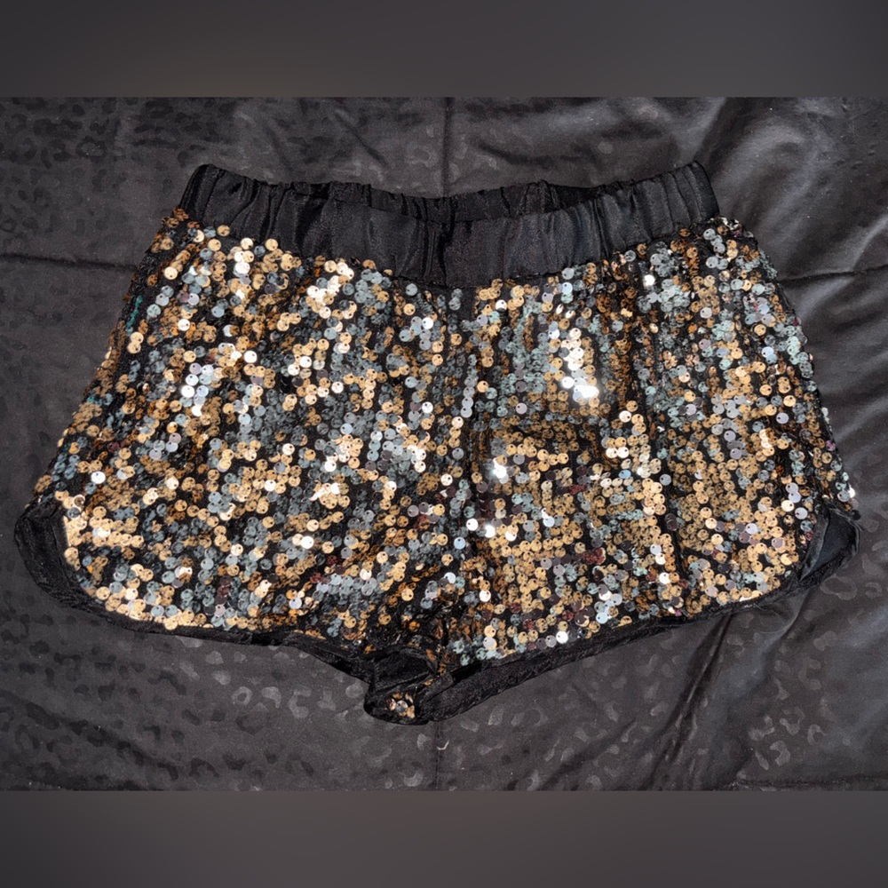 Forever 21 Black and Gold Sequin Shorts